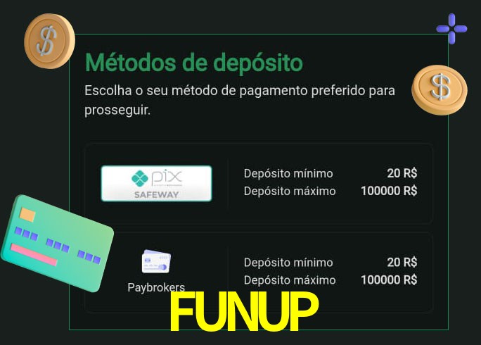 O cassino FUNUP oferece uma grande variedade de métodos de pagamento